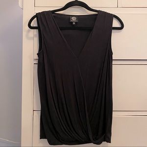 Black Sleeveless Wrap Top